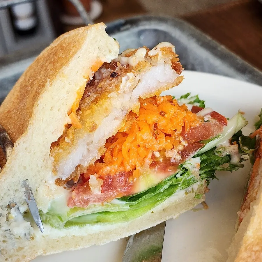 Sandwich lifted up for a close view