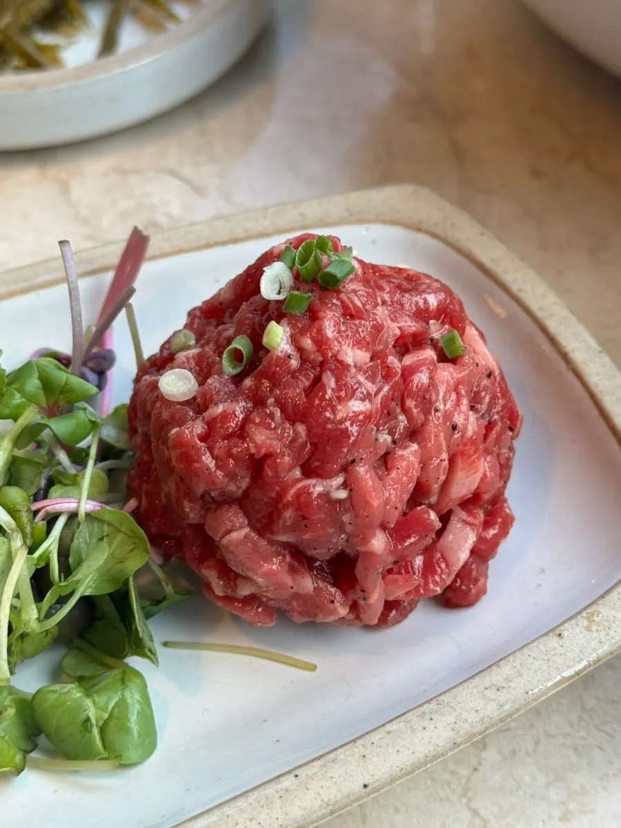Hanwoo beef tartare received through the Naver review service