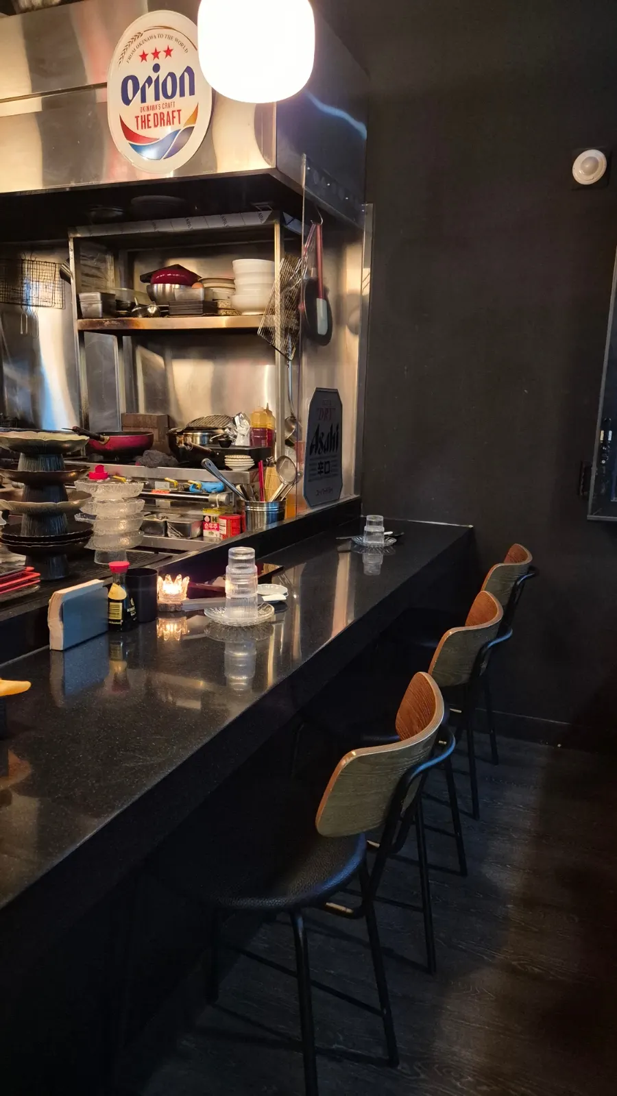 Izakaya interior with bar seating
