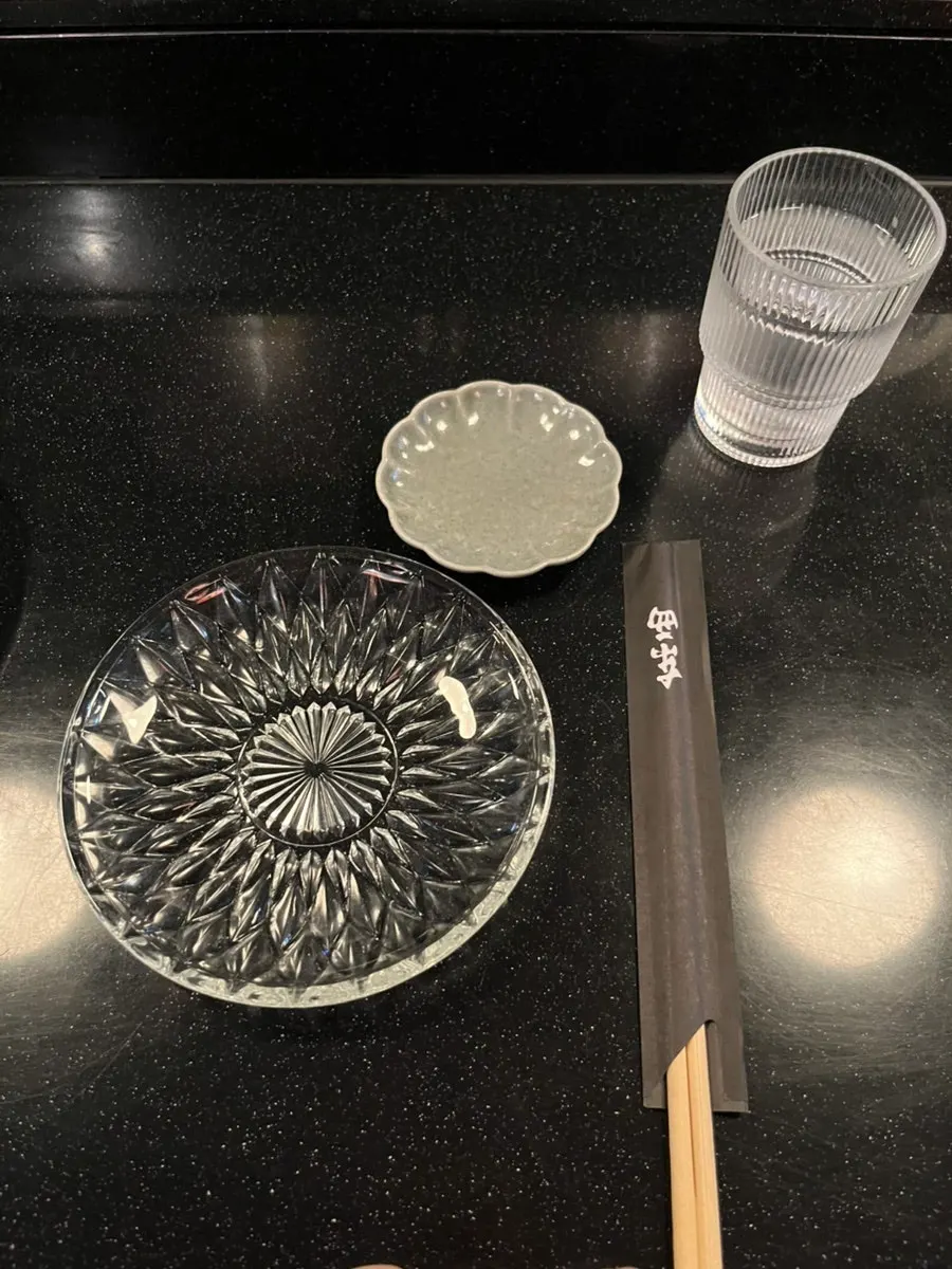 Sparkly plate setting at Kuro Yakitori
