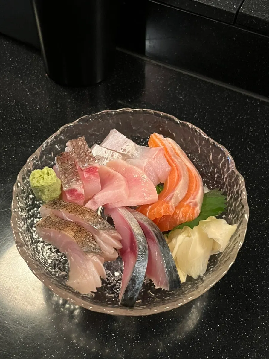 Sashimi platter served as part of the omakase course