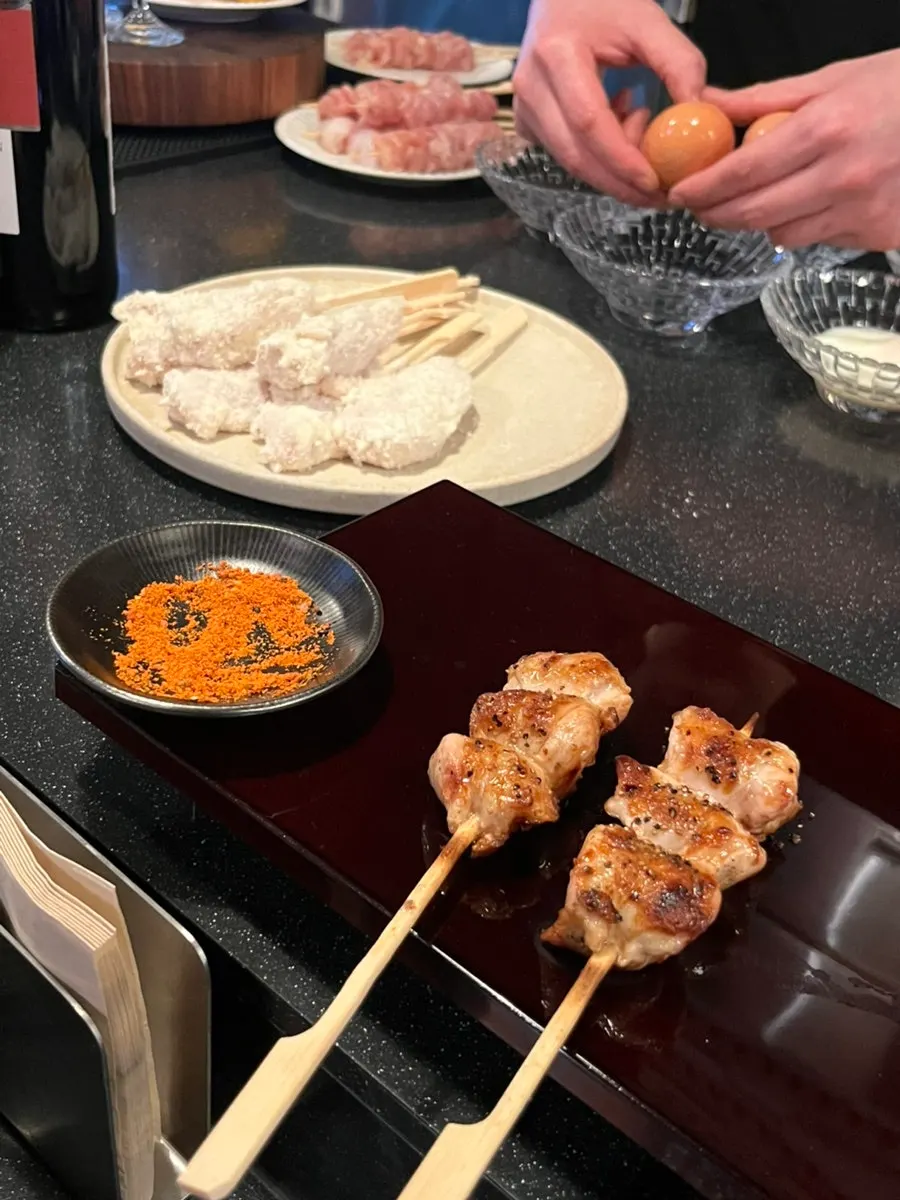 Second course: chicken breast skewers