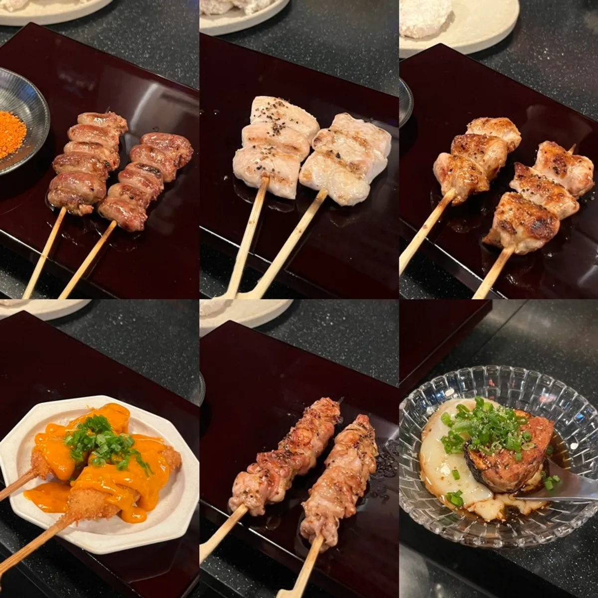 Final spread of the Kuro Yakitori omakase course