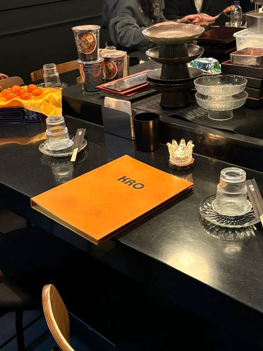 Interior seating and lighting at Kuro Yakitori
