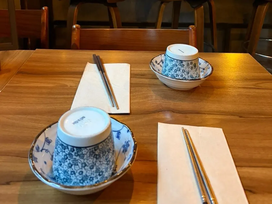 A table pre-set after making a reservation