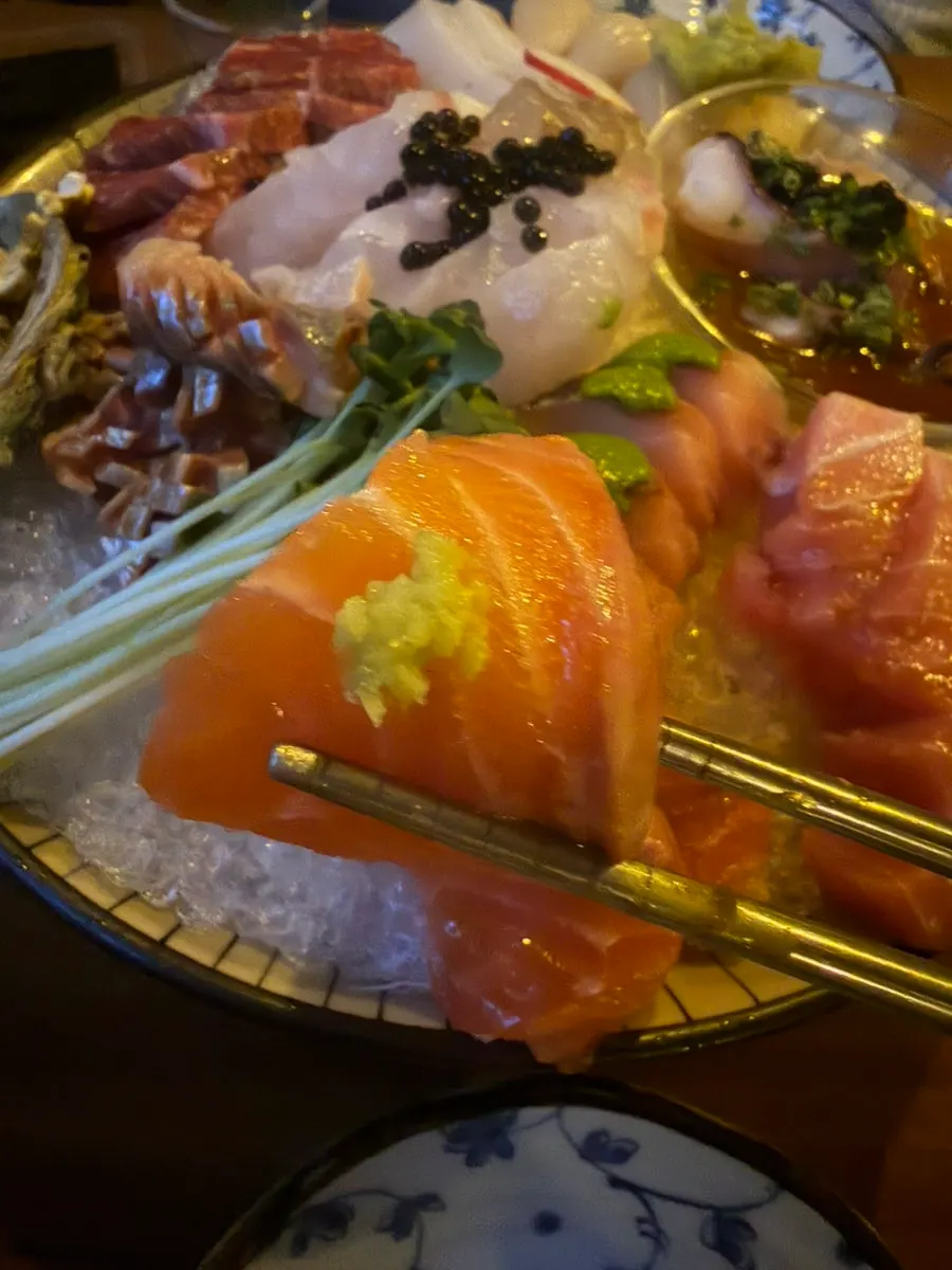 Beef sashimi topped with caviar