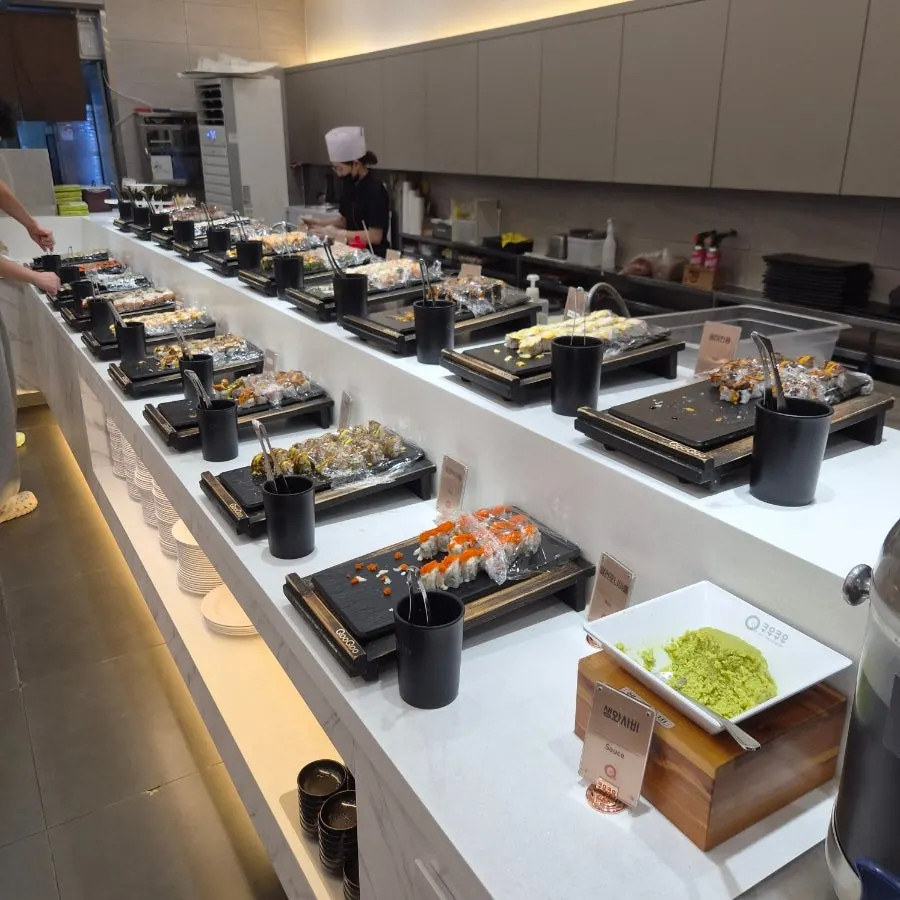 Sushi corner with a wide variety of sushi