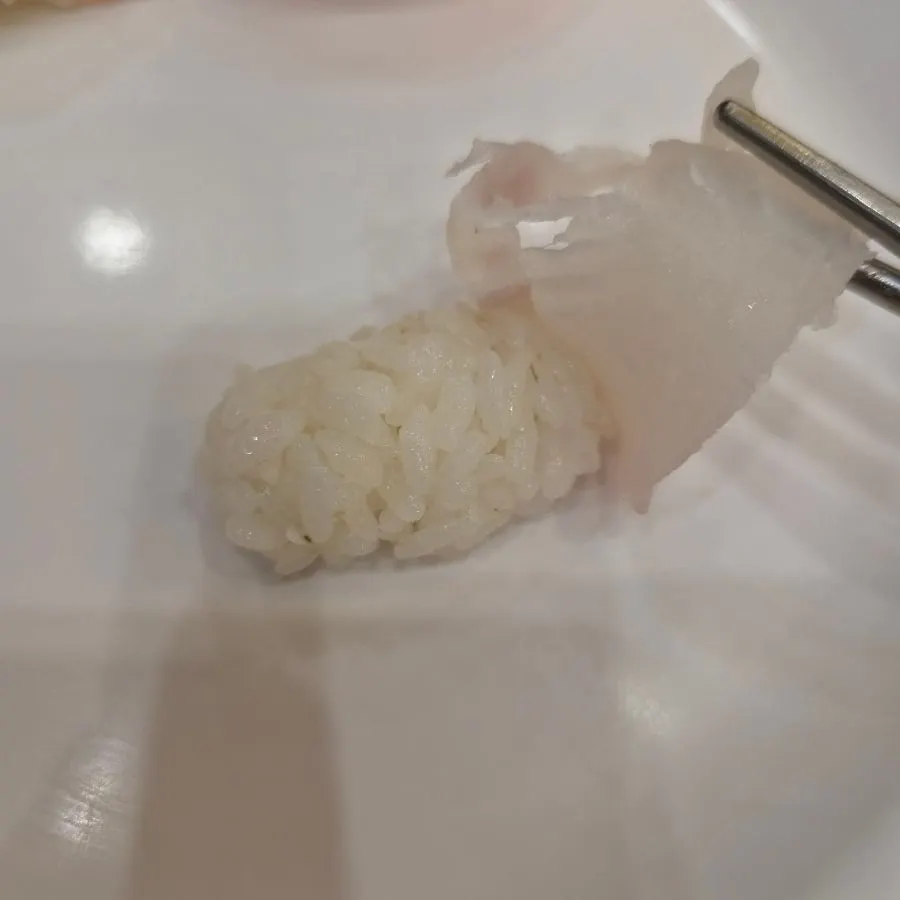 A plate of wasabi-free sushi picked from the buffet