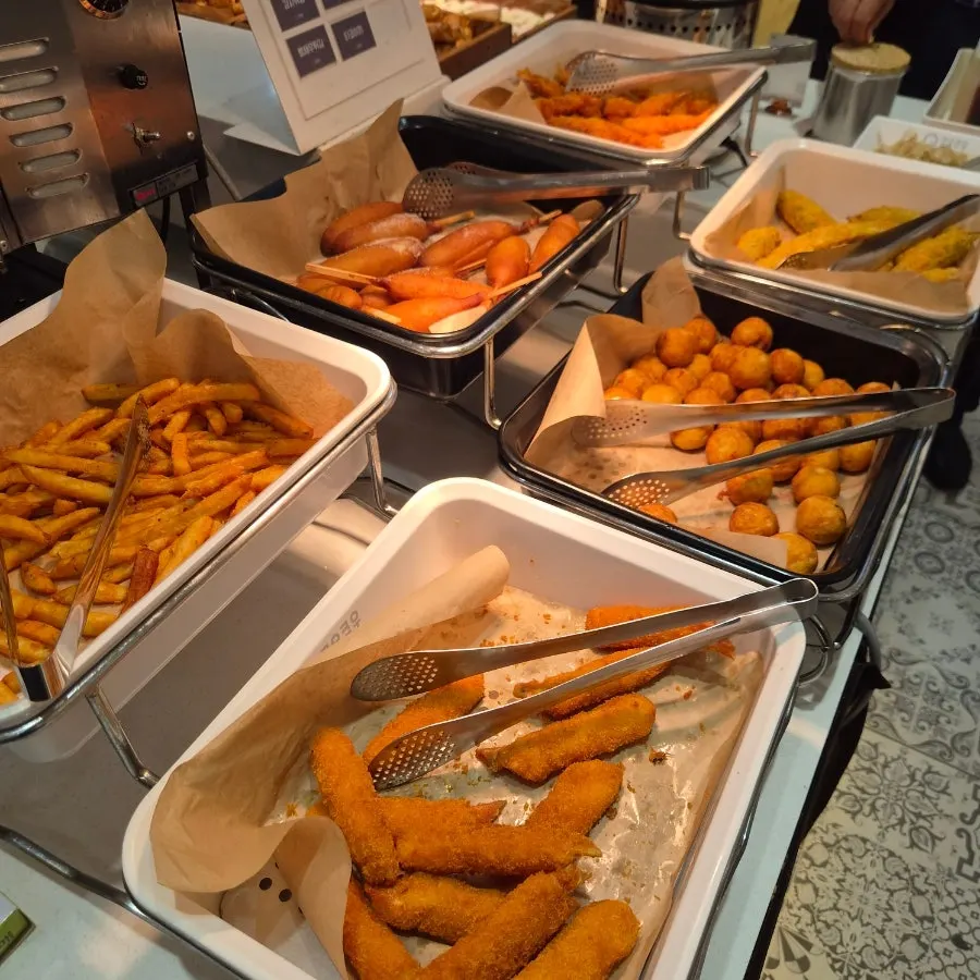 Various dishes prepared at the buffet