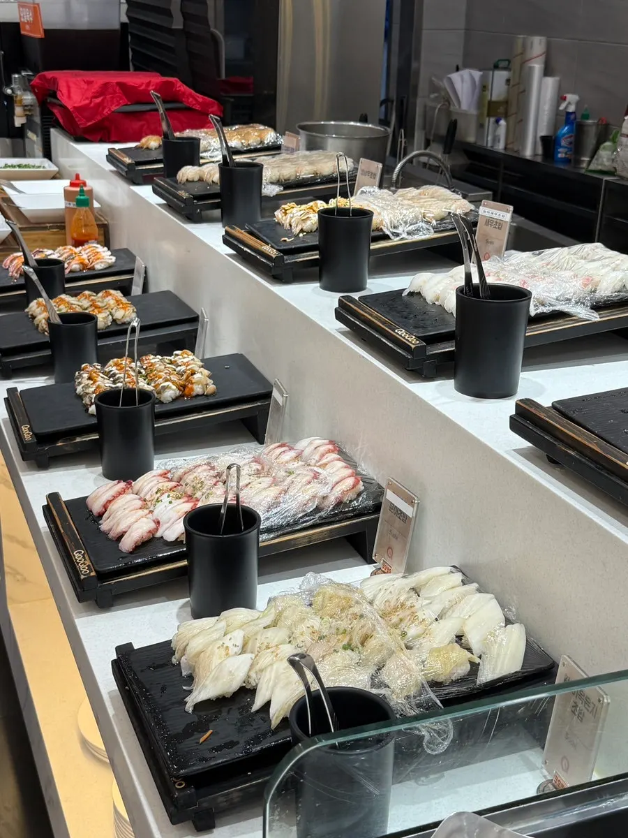 Sushi display case at QooQoo Chuncheon Branch
