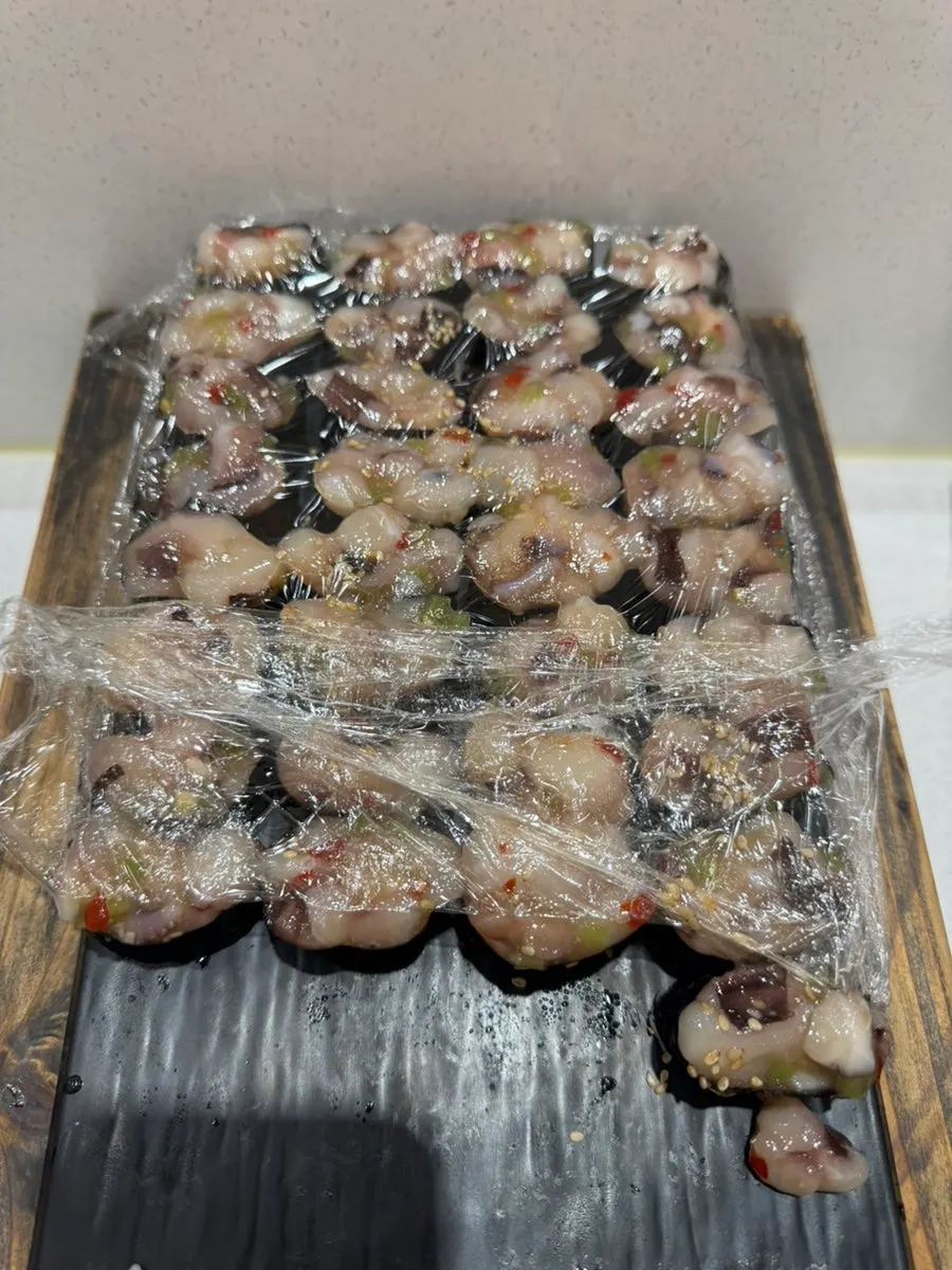 Buffet display with an assortment of rolls