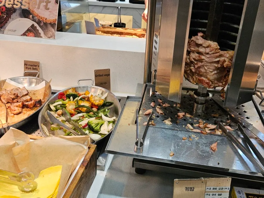 Warm dish station with hot food laid out