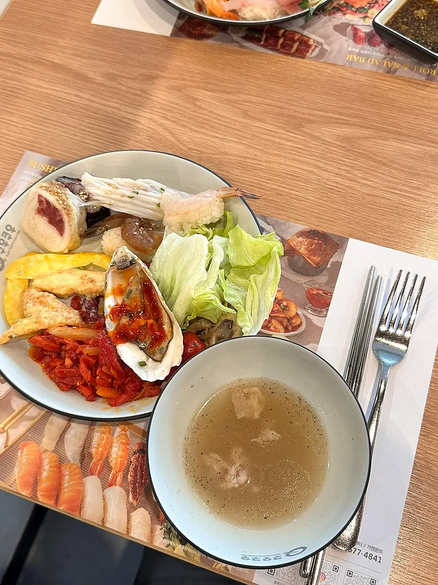 A hearty plate piled up from the buffet
