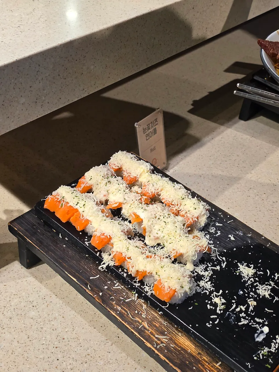 Buffet corner displaying various rolls