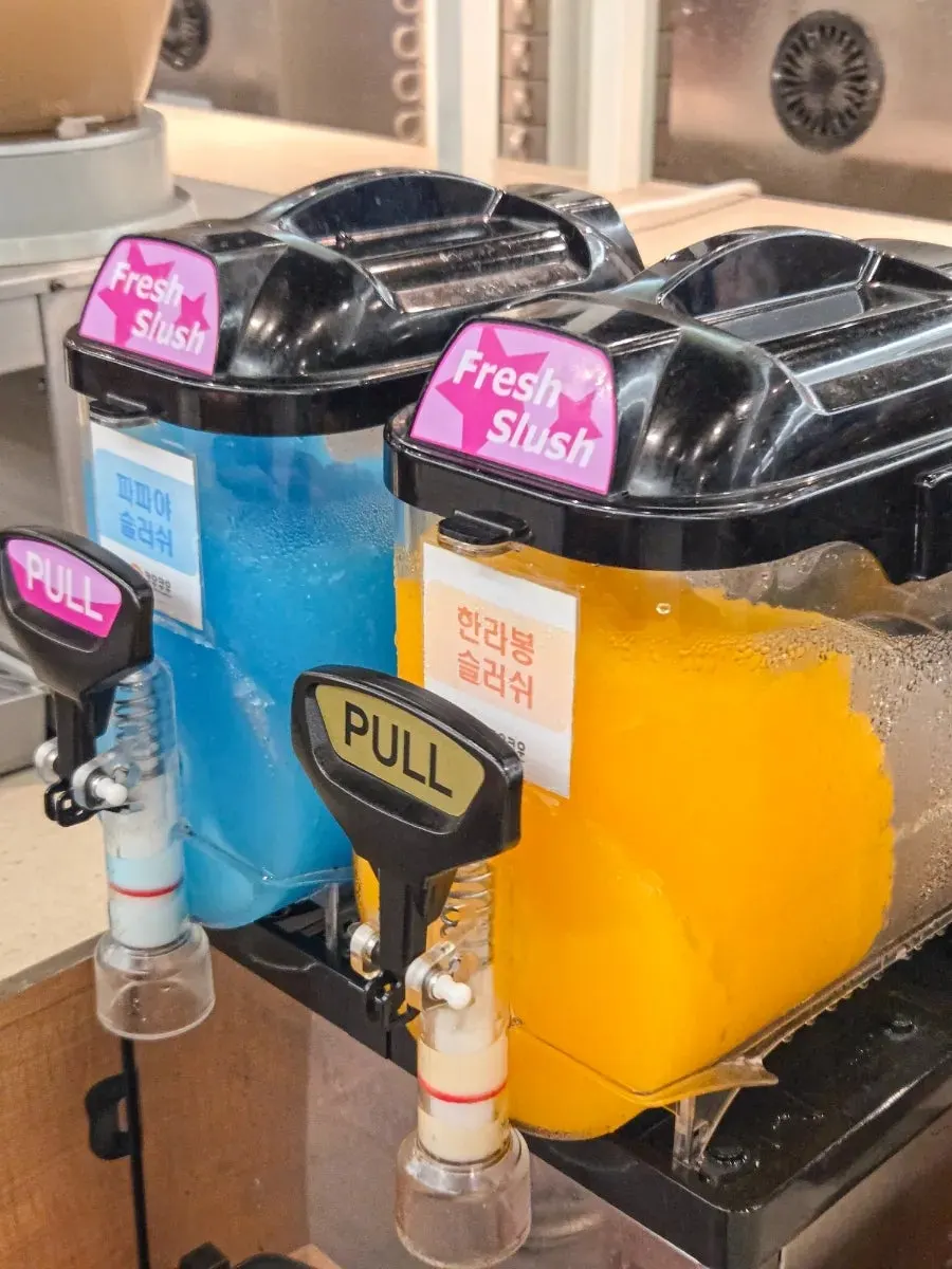 Drinks corner with soft drinks and slushies