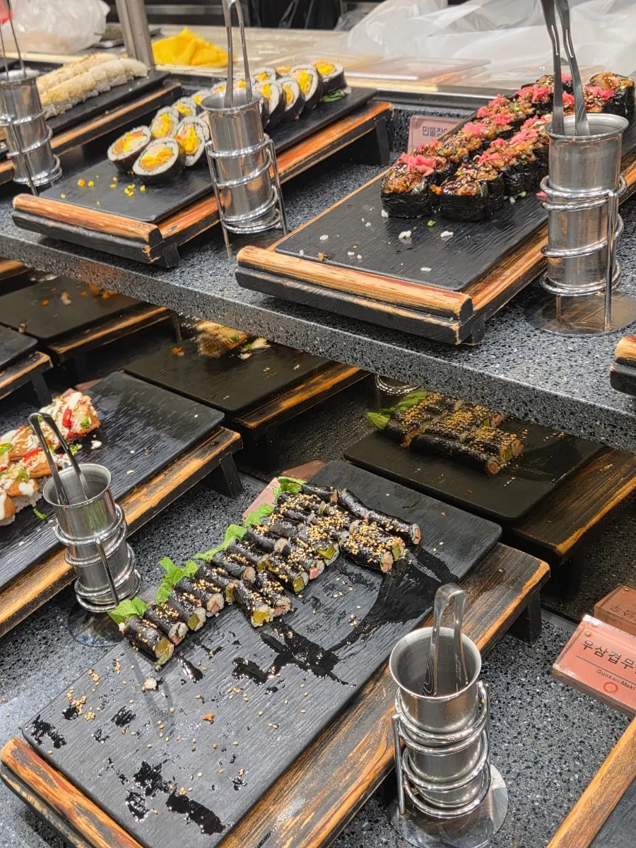 View of the row of buffet stations