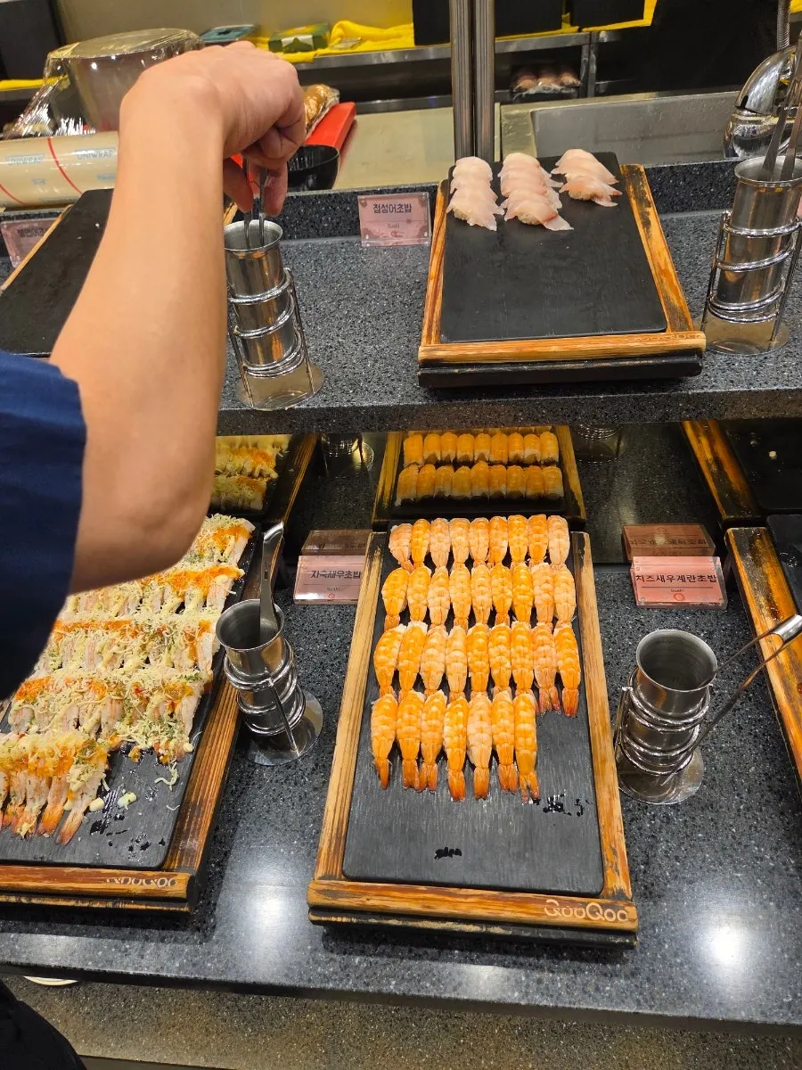 Final plate of sushi and other food