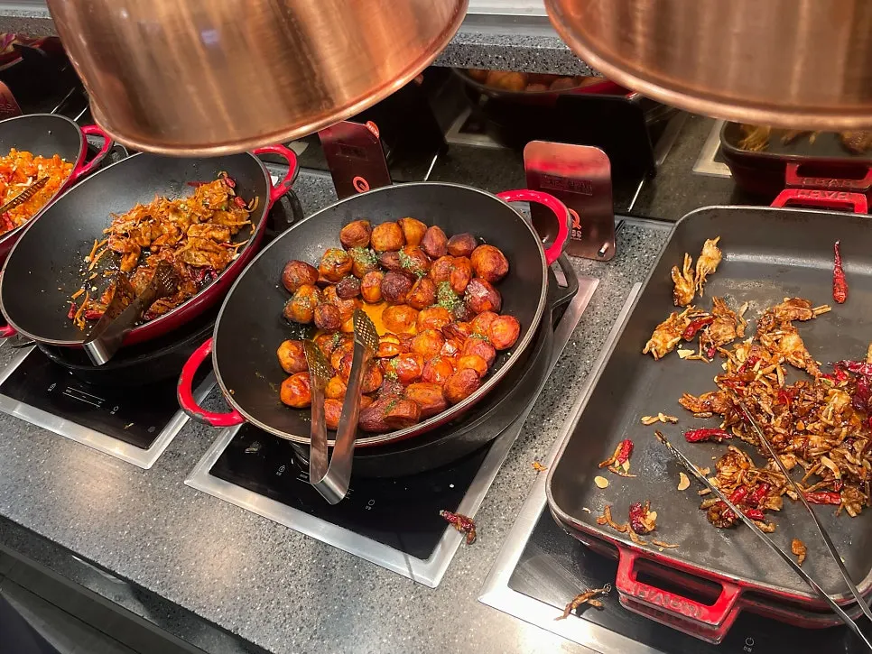Kung pao shrimp with glossy sauce coating