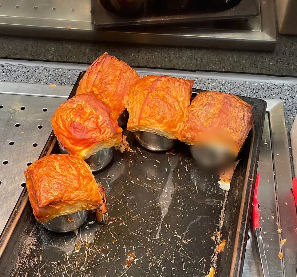 Meat grilled golden brown on the hot plate