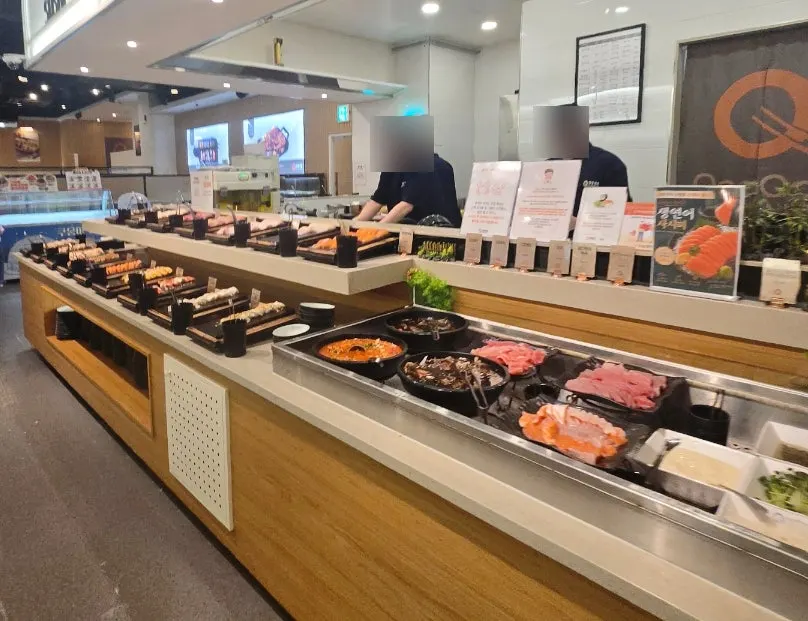 Long stretch of the sushi and roll corner