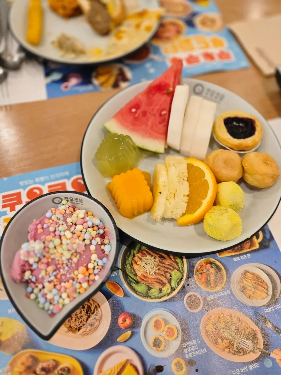 Dessert corner with cakes and bite-sized desserts