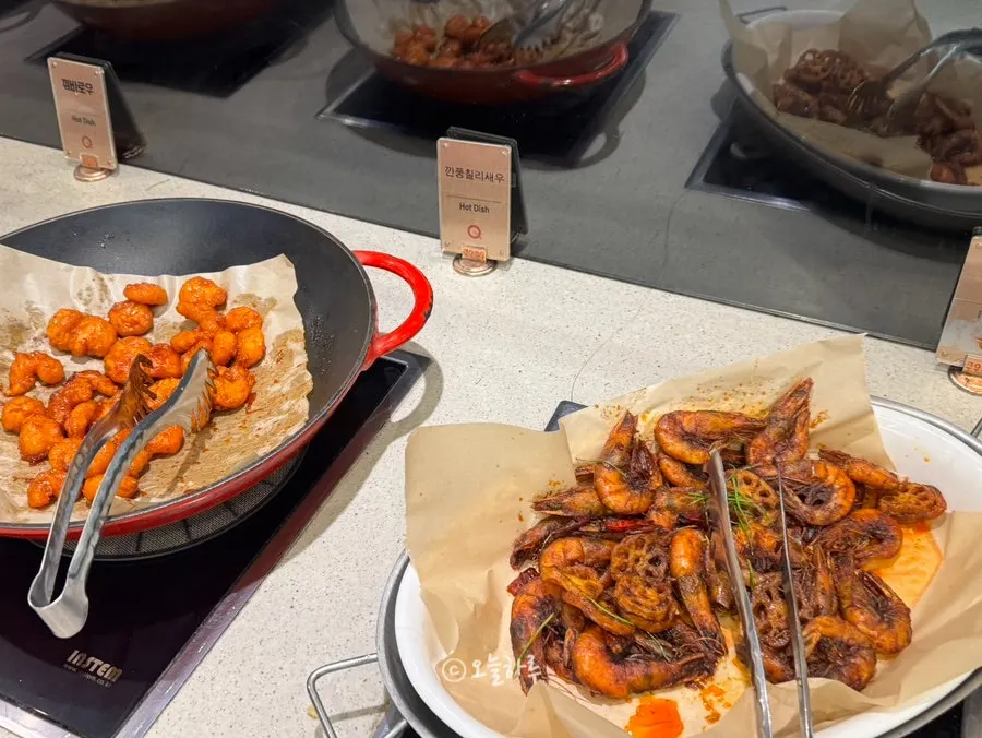 Chinese food corner with palbochae, dongpo pork, and gochujapchae