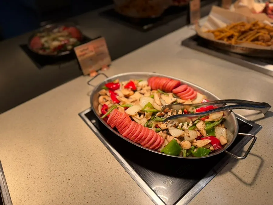 Buffet corner with various sushi types
