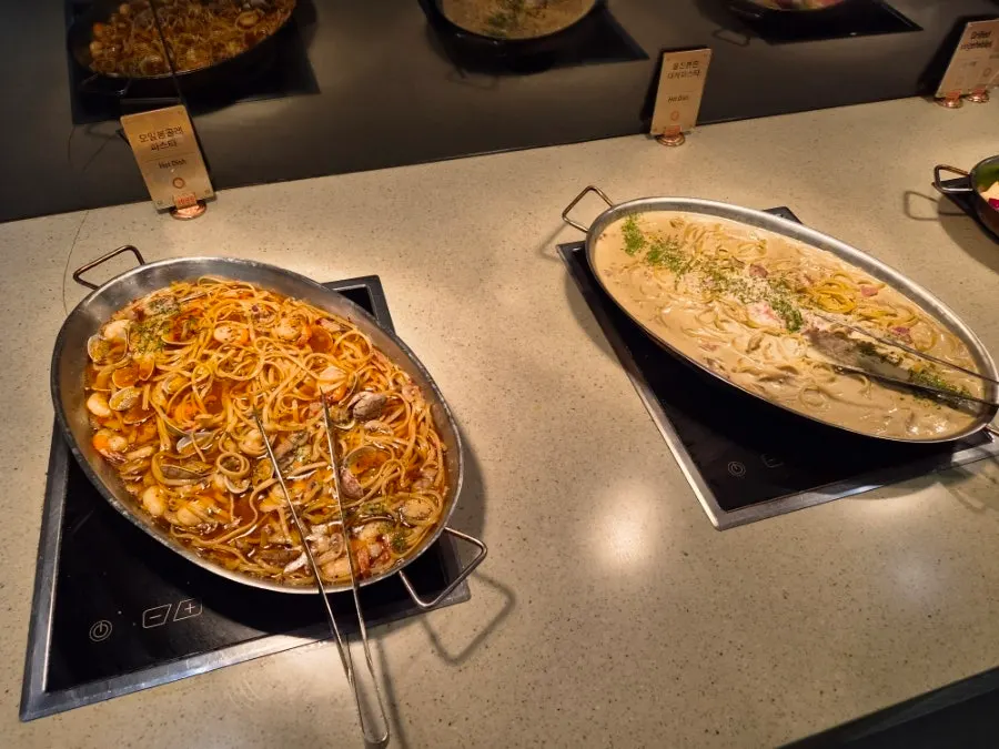 Warm dishes corner with fried rice ready