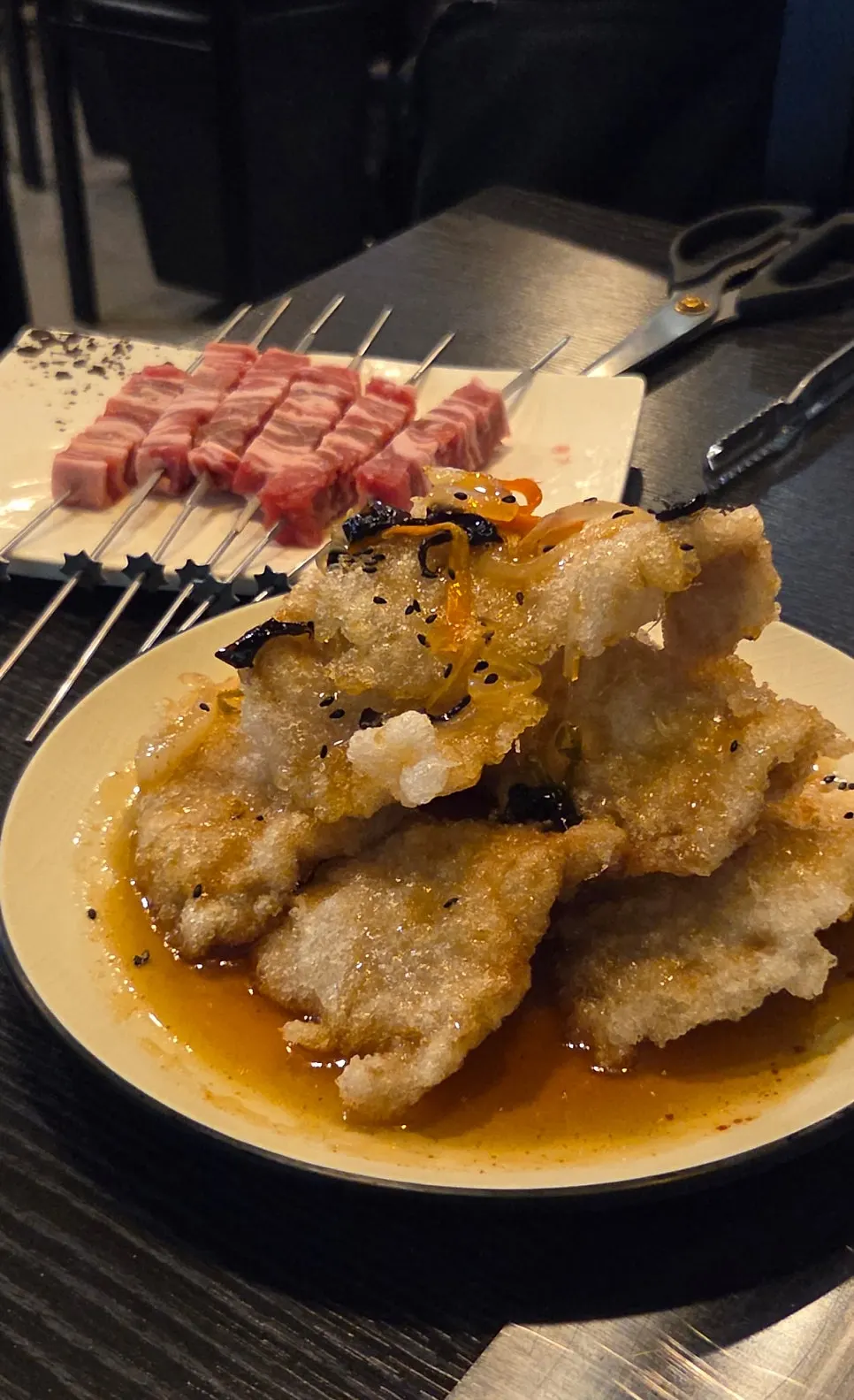 Lamb skewers with assorted seasonings