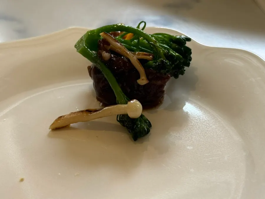 Crispy layered fries served as garnish