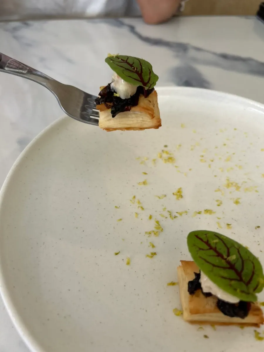 Close-up of LA RUELLE's bite-sized amuse-bouche