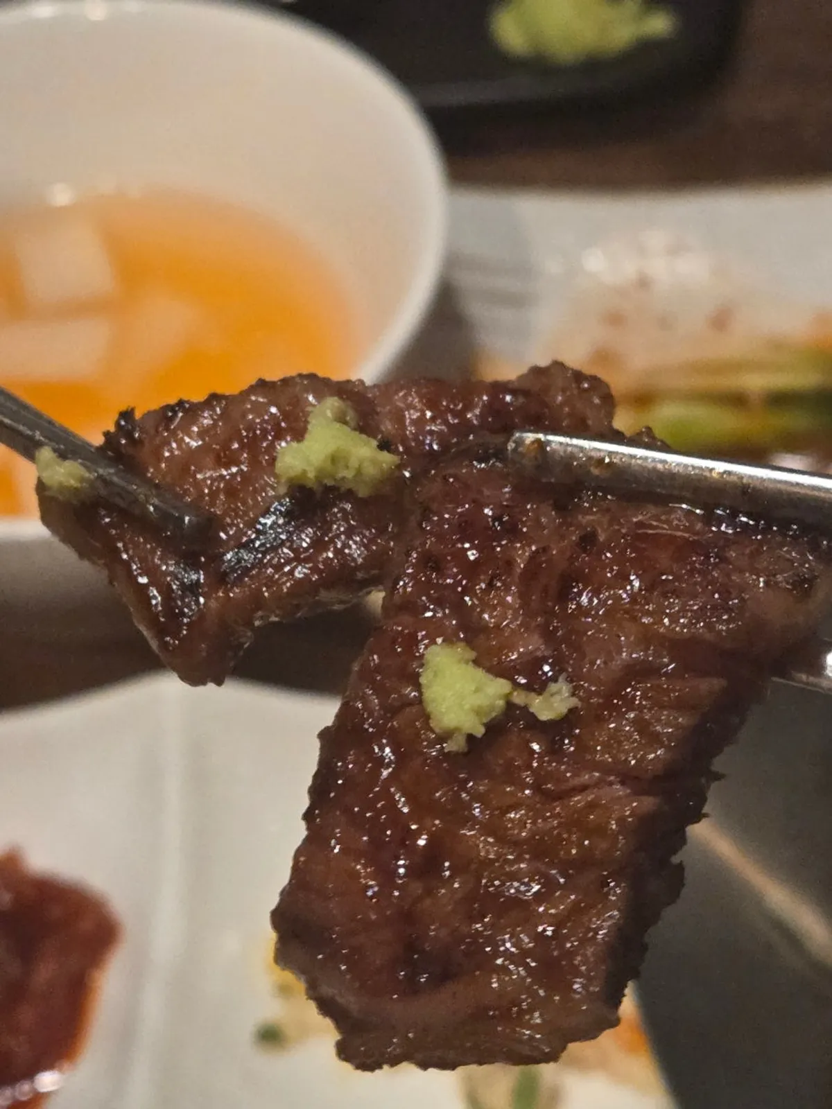 Table set with grilled meat at Raviok Yeoksam Main Branch