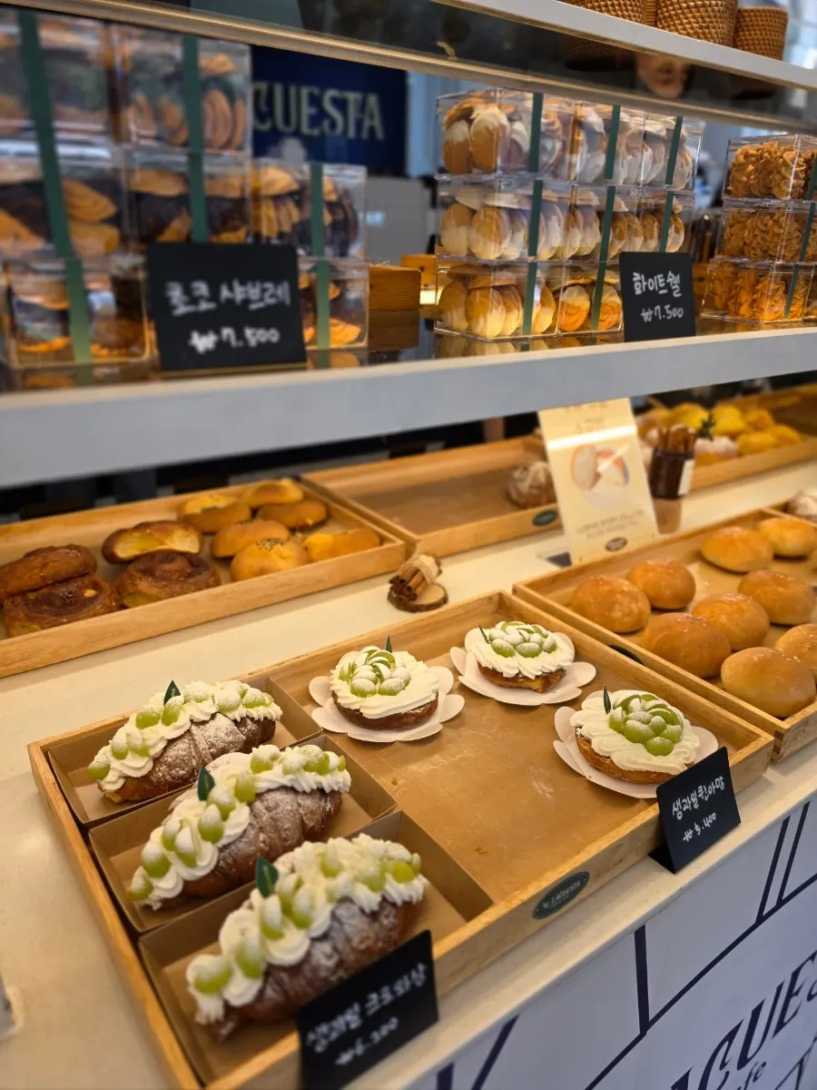 The bakery display corner at La Cuesta café