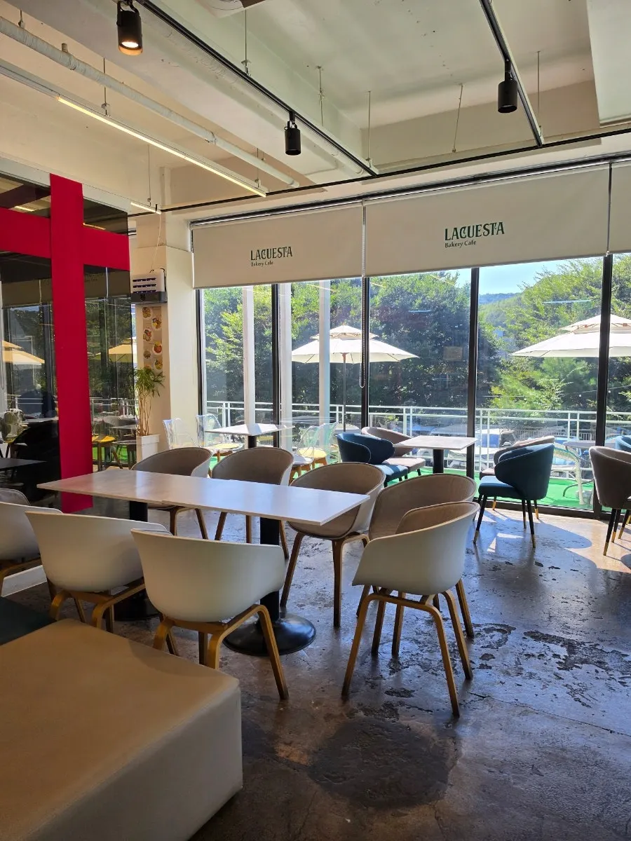 First-floor seating area at La Cuesta café