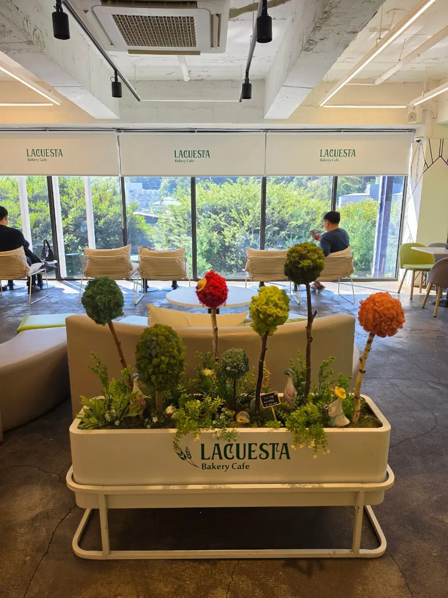 Second-floor seating and open space at La Cuesta