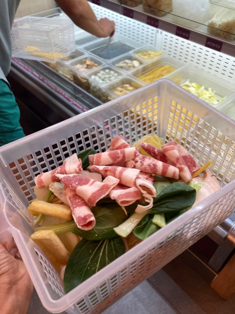 Malatang ingredients ready to put in a basket