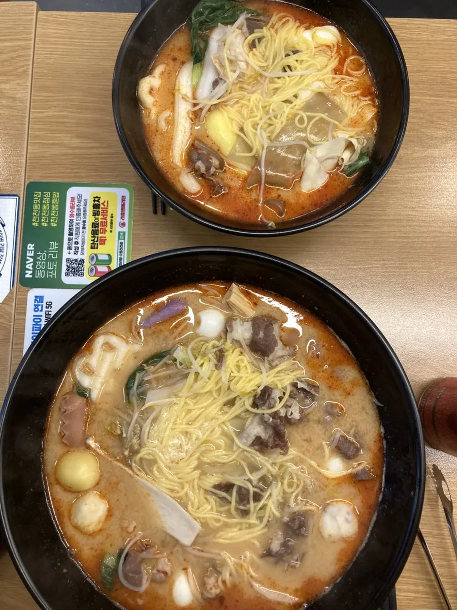 Two bowls of malatang served after ordering