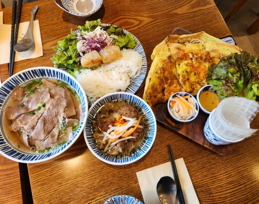 Full spread of the set for two
