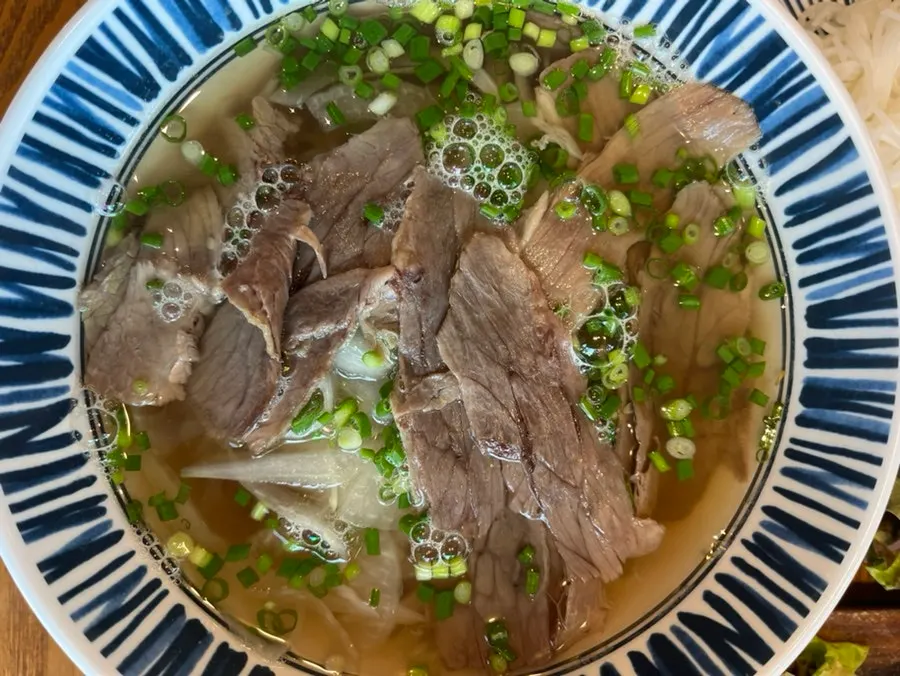 Hanoi-style pho broth simmered for 24 hours