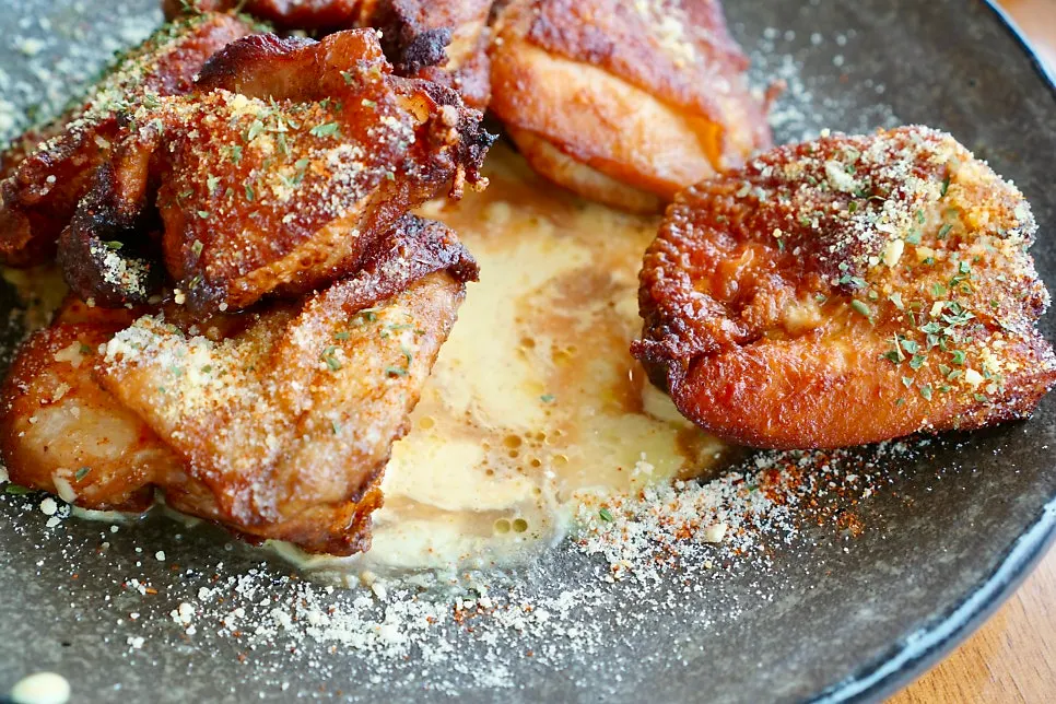 Boneless chicken showing tender meat inside