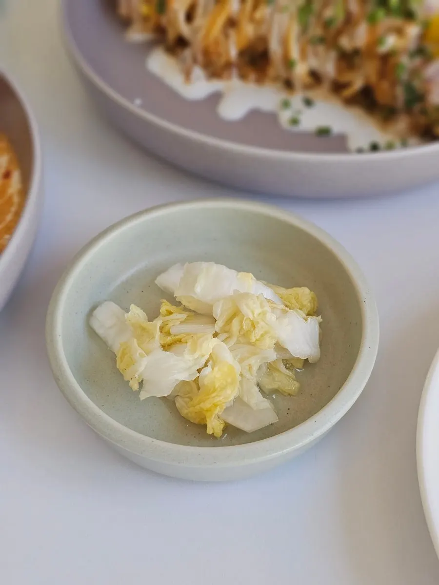 Pasta spread served together with baek-kimchi