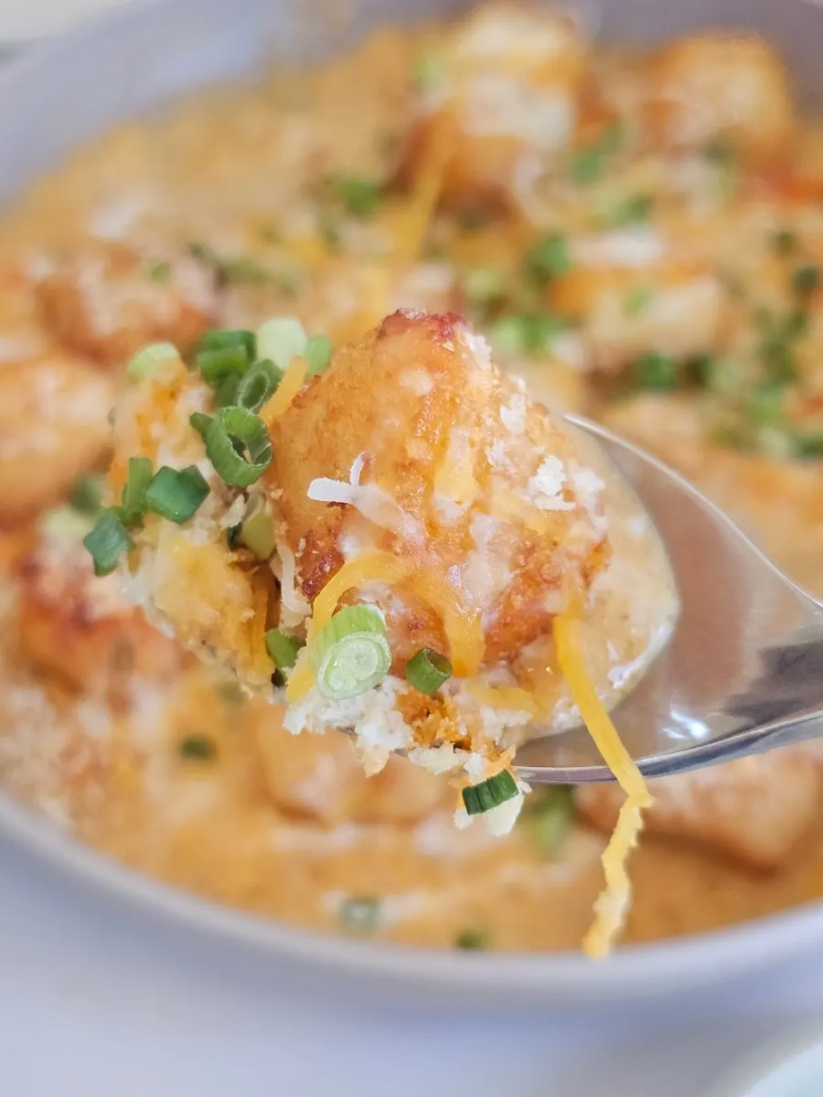 Thick potato gnocchi cut in half
