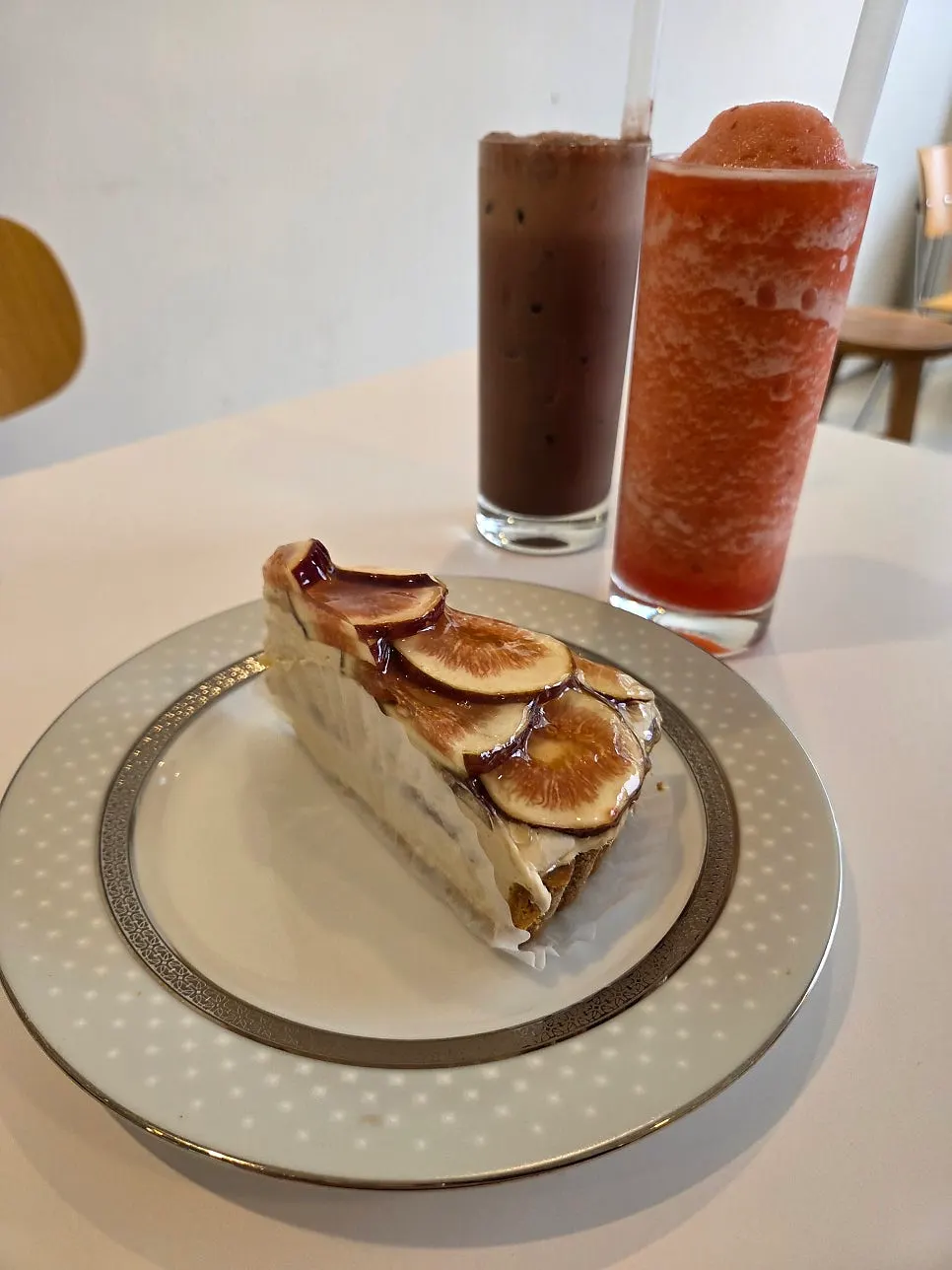 A slice of fig earl grey tart at Lapins