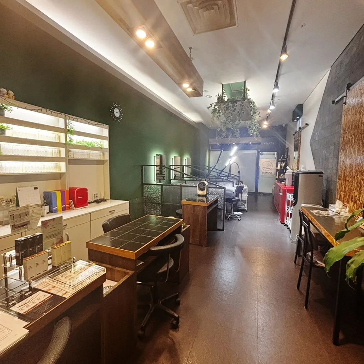 Lash Doll interior with wood tones and green plants