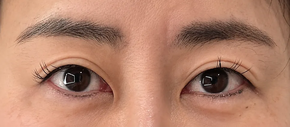 Close-up of eyes after finished lash extensions