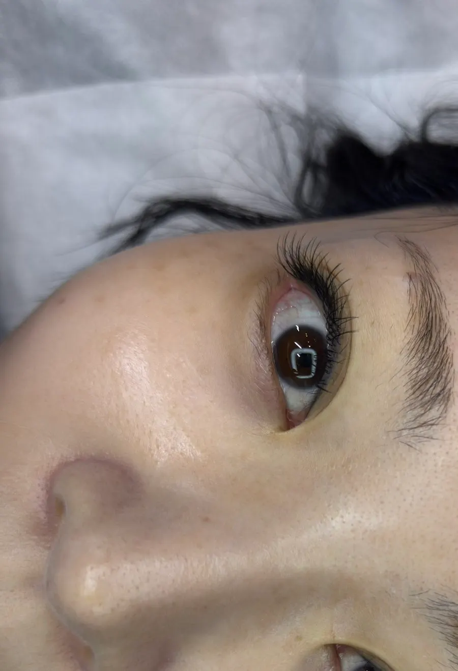 Eyes looking more defined right after the LED lash extension treatment