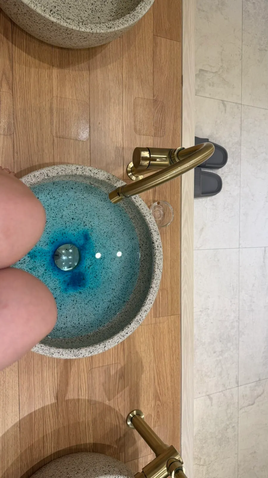 Tea served alongside the foot massage
