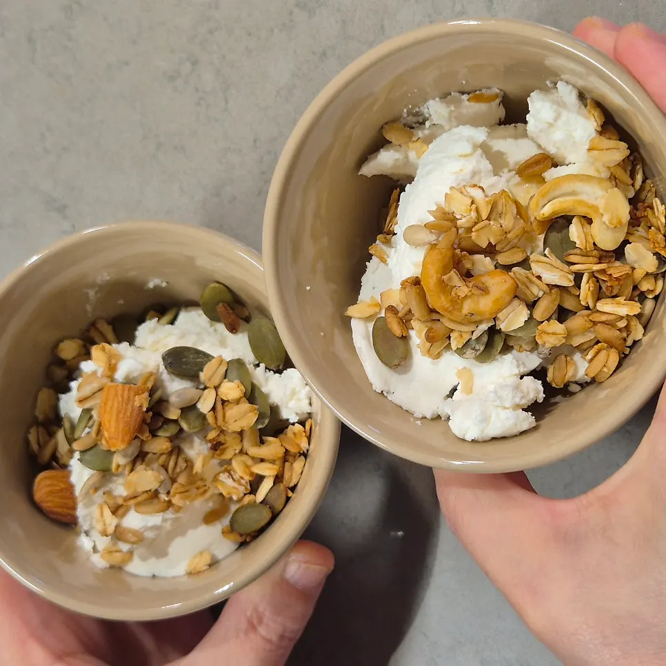 Greek yogurt topped with granola