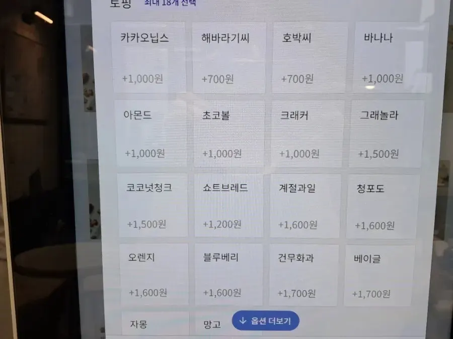 Menu board showing single and double options