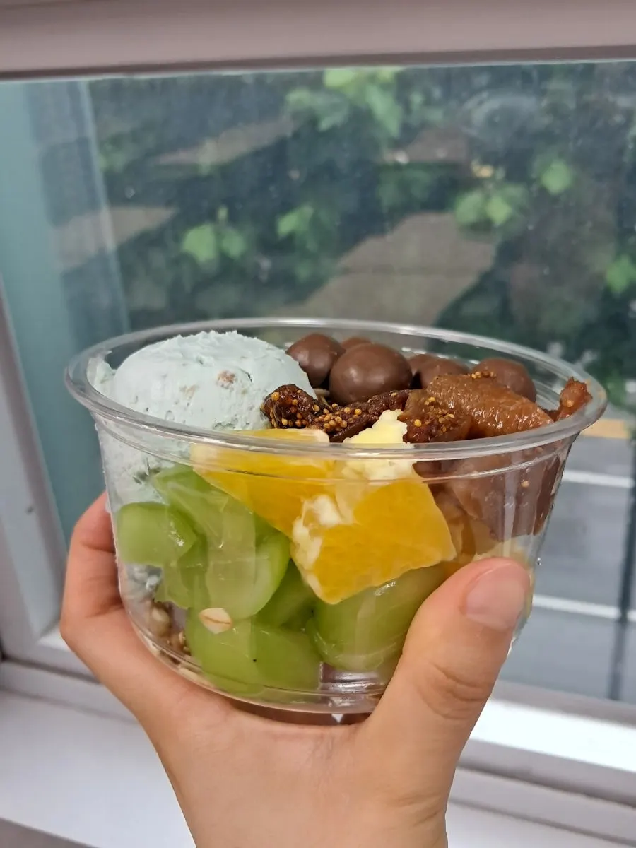 A cup of the double-portion Greek yogurt